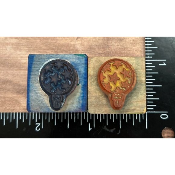 Small Wooden Rubber Stamp With Festive Ornament Designs A-973 PSX - Picture 2 of 6